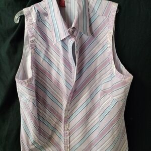 Gloria Vanderbilt Lavender Striped Sleeveless Shirt